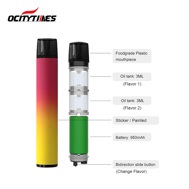 OcityTimes Dual Flavor Elektronische Zigaretten -Einweg -Vape Pod 1800Puffs